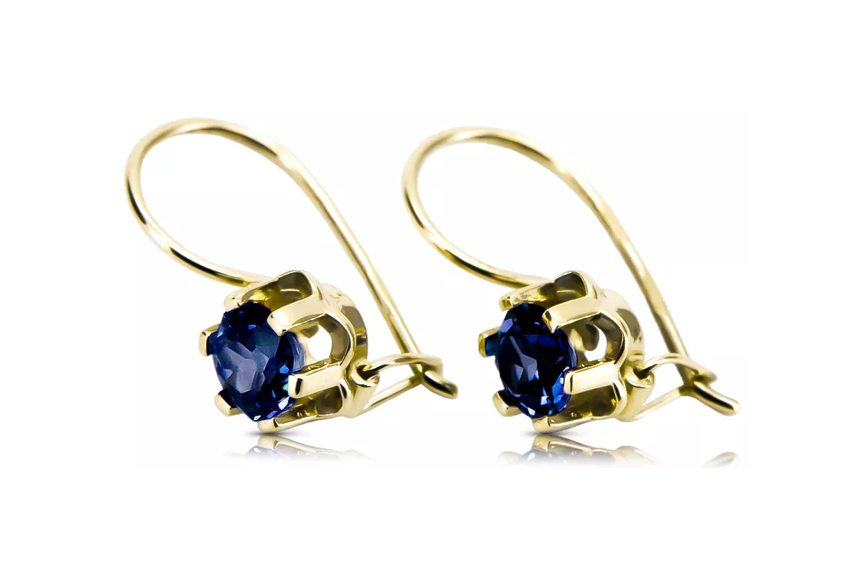 Bijoux vintage Des boucles d'oreilles Saphir Or jaune 14 carats vec019y